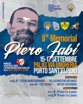 2 Memorial Piero Fabi: venerd 15 e domenica 17 settembre a Porto Sant'Elpidio